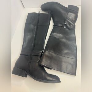 Ralph Lauren Makaila Black Leather Knee-High Boots Size 6B